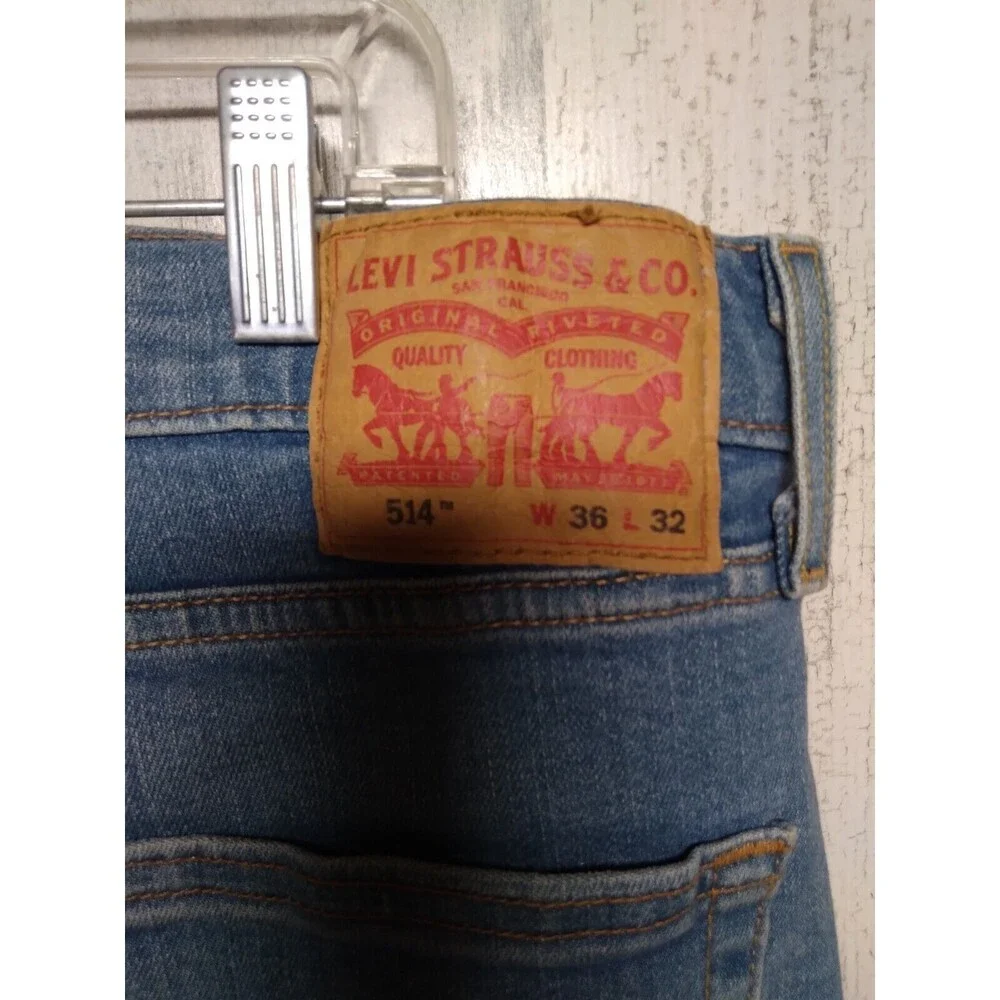 Levis 514 Light Blue Jeans Denim 36x32 Straight Leg Western Cowboy (34x31)